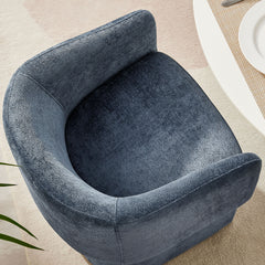 Verity Slate Blue Barrel Back Chenille Dining Armchair - Ornate Home