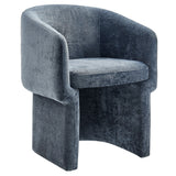 Verity Slate Blue Barrel Back Chenille Dining Armchair - Ornate Home