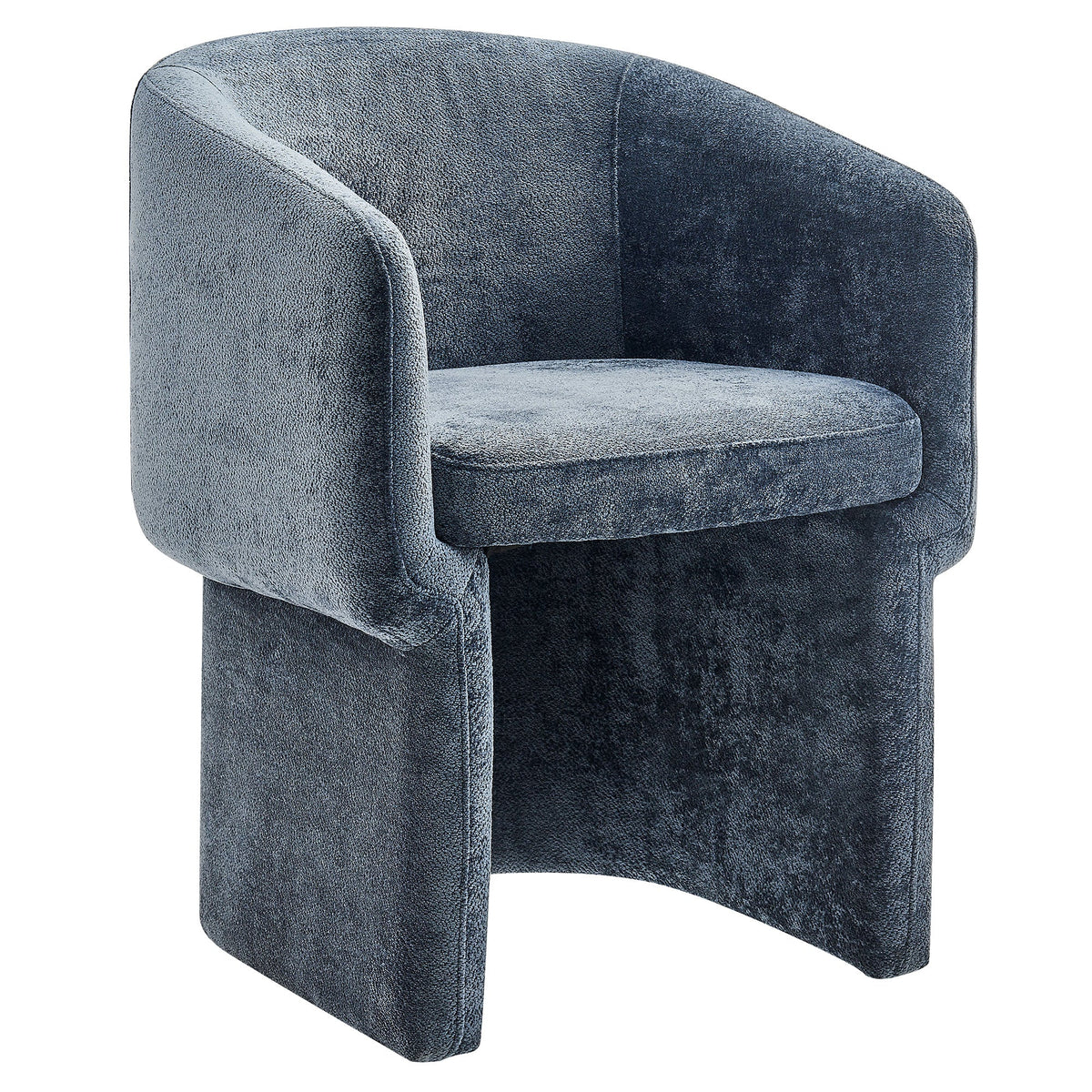 Verity Slate Blue Barrel Back Chenille Dining Armchair - Ornate Home