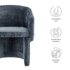 Verity Slate Blue Barrel Back Chenille Dining Armchair - Ornate Home