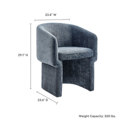 Verity Slate Blue Barrel Back Chenille Dining Armchair - Ornate Home
