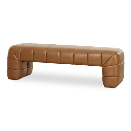 Verity Tan Leather Bench - Ornate Home