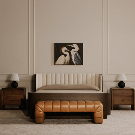 Verity Tan Leather Bench - Ornate Home