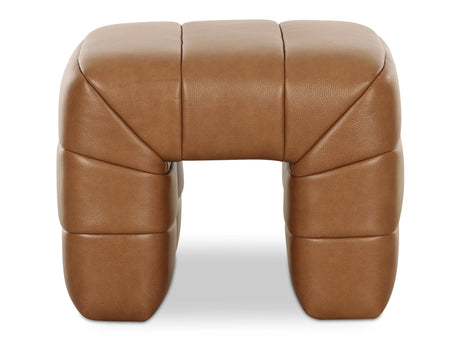 Verity Tan Leather Stool - Ornate Home