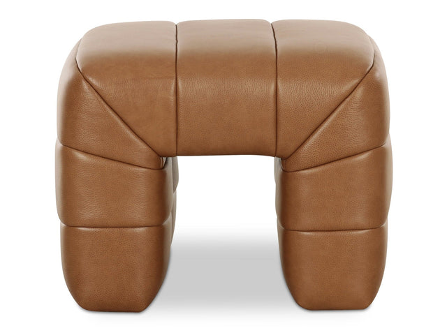 Verity Tan Leather Stool - Ornate Home