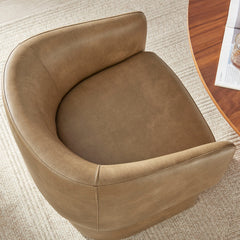 Verity Toast Barrel Back Vegan Leather Dining Chair - Ornate Home