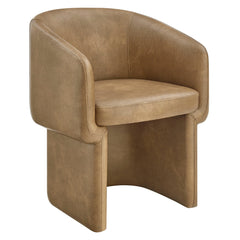 Verity Toast Barrel Back Vegan Leather Dining Chair - Ornate Home