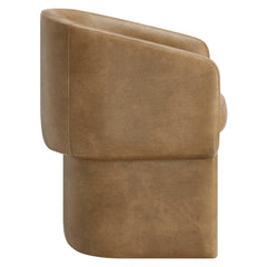 Verity Toast Barrel Back Vegan Leather Dining Chair - Ornate Home