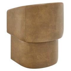 Verity Toast Barrel Back Vegan Leather Dining Chair - Ornate Home