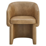 Verity Toast Barrel Back Vegan Leather Dining Chair - Ornate Home