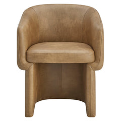 Verity Toast Barrel Back Vegan Leather Dining Chair - Ornate Home