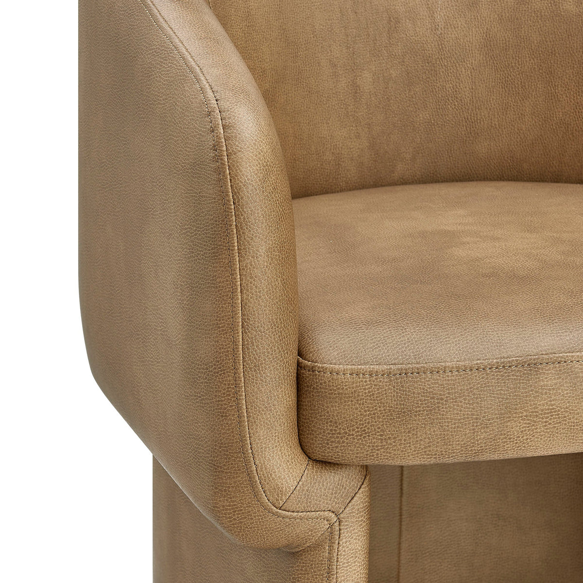 Verity Toast Barrel Back Vegan Leather Dining Chair - Ornate Home