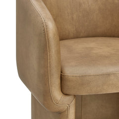 Verity Toast Barrel Back Vegan Leather Dining Chair - Ornate Home