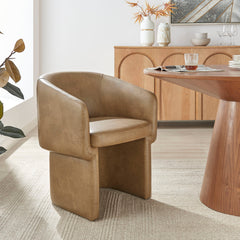 Verity Toast Barrel Back Vegan Leather Dining Chair - Ornate Home