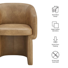 Verity Toast Barrel Back Vegan Leather Dining Chair - Ornate Home