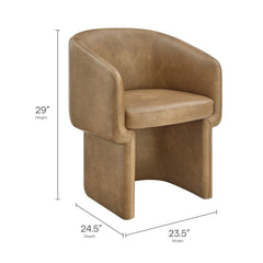 Verity Toast Barrel Back Vegan Leather Dining Chair - Ornate Home