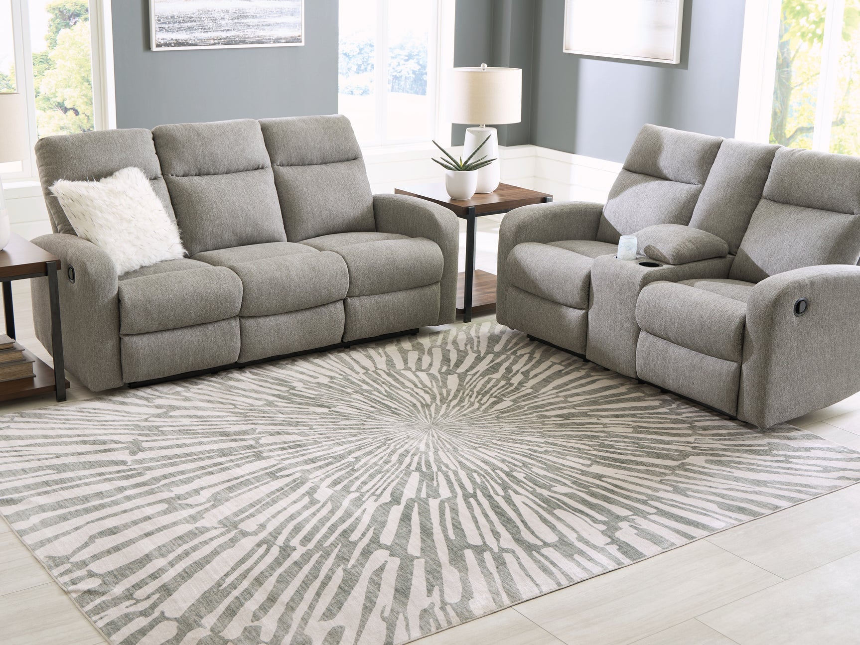 Verland Gray/White Washable Large Rug - Ornate Home