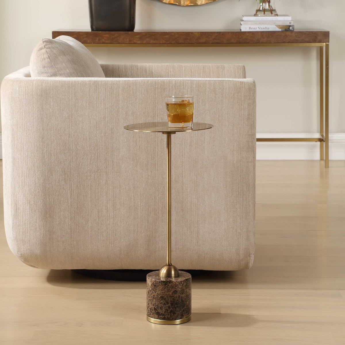 Verlin Brass Drink Table - Ornate Home