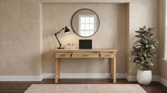 Vermes Light Ash 55-inch 3-drawer Writing Desk with Power Outlet - Ornate Home