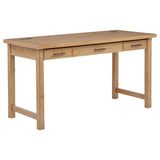 Vermes Light Ash 55-inch 3-drawer Writing Desk with Power Outlet - Ornate Home