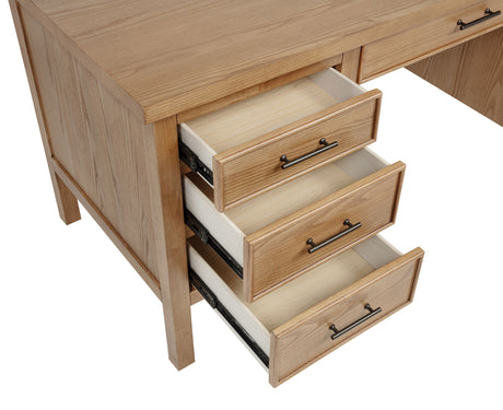 Vermes Light Ash 66-inch 7-drawer Computer Desk with Power Outlet - Ornate Home