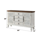 Vermont Antique White Console Cabinet - Ornate Home