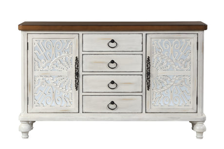 Vermont Antique White Console Cabinet - Ornate Home