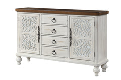 Vermont Antique White Console Cabinet - Ornate Home