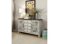 Vermont Antique White Console Cabinet - Ornate Home