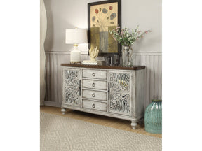 Vermont Antique White Console Cabinet - Ornate Home