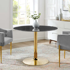 Verne Gold/Black 40" Artificial Marble Dining Table - Ornate Home