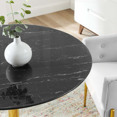 Verne Gold/Black 40" Artificial Marble Dining Table - Ornate Home
