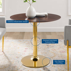Verne Gold/Cherry Walnut 35" Dining Table - Ornate Home