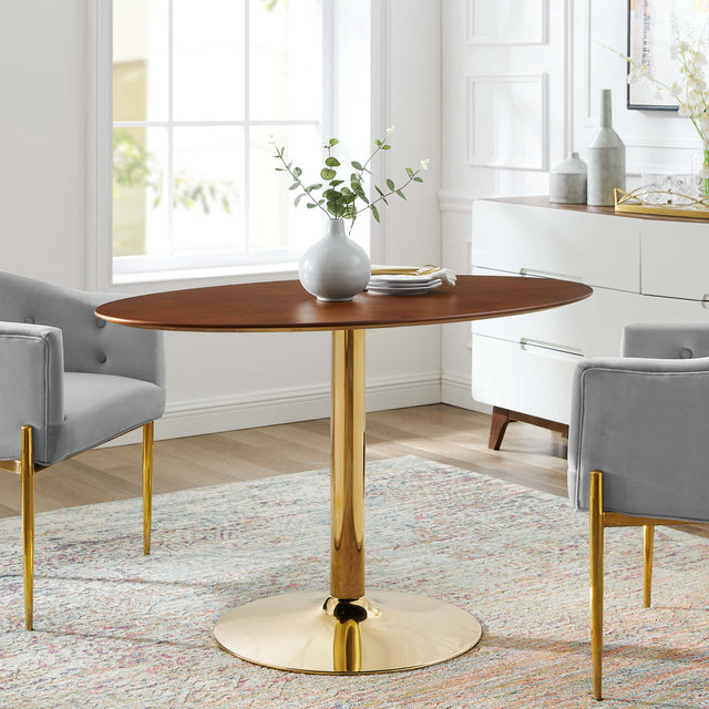 Verne Gold/Walnut 48" Oval Dining Table - Ornate Home