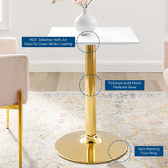 Verne Gold/White 24" Square Dining Table - Ornate Home