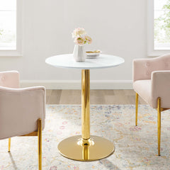 Verne Gold/White 28" Dining Table - Ornate Home