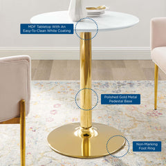 Verne Gold/White 28" Dining Table - Ornate Home
