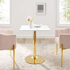 Verne Gold/White 28" Square Dining Table - Ornate Home