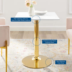 Verne Gold/White 28" Square Dining Table - Ornate Home