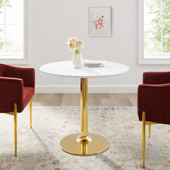 Verne Gold/White 35" Dining Table - Ornate Home