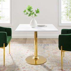 Verne Gold/White 35" Square Dining Table - Ornate Home