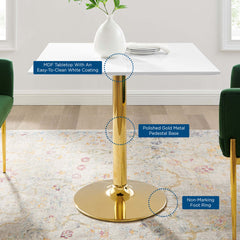 Verne Gold/White 35" Square Dining Table - Ornate Home