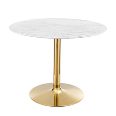 Verne Gold/White 40" Artificial Marble Dining Table - Ornate Home