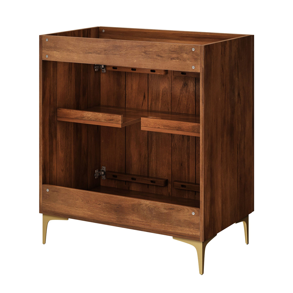 Vernon Walnut 30" Fluted Wood Vanity Cabinet Without Sink - Ornate Home