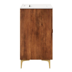 Vernon Walnut/White 30" Fluted Wood Vanity Cabinet With Sink - Ornate Home