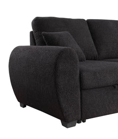 Veronica Black 95"W Teddy Fleece Reversible Sleeper Sectional Sofa with Storage Chaise - Ornate Home