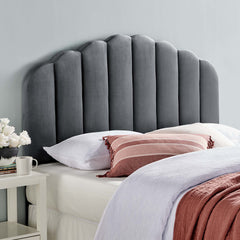 Veronique Charcoal Performance Velvet Twin Headboard - Ornate Home