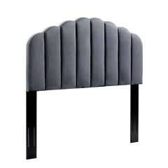 Veronique Charcoal Performance Velvet Twin Headboard - Ornate Home