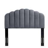 Veronique Charcoal Performance Velvet Twin Headboard - Ornate Home
