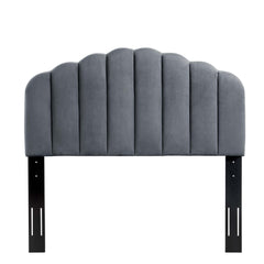Veronique Charcoal Performance Velvet Twin Headboard - Ornate Home